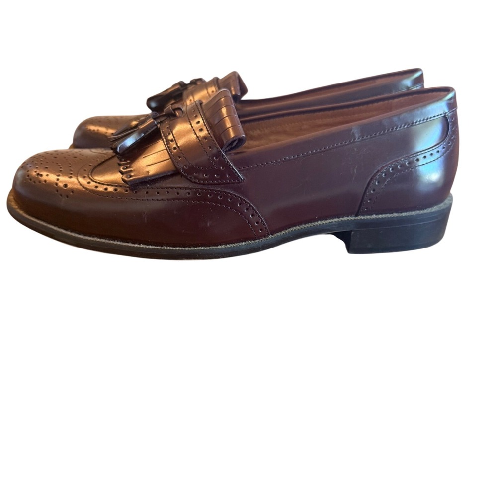 Bostonian Classics Mens Leather‎ Wingtip Tassel Kiltie Loafers 7.5 W Brown - Picture 4 of 8